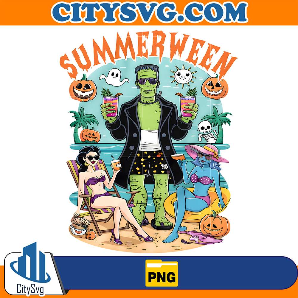 Retro Summerween Frankenstein Monster Png CitySvg