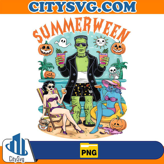 Retro Summerween Frankenstein Monster Png CitySvg