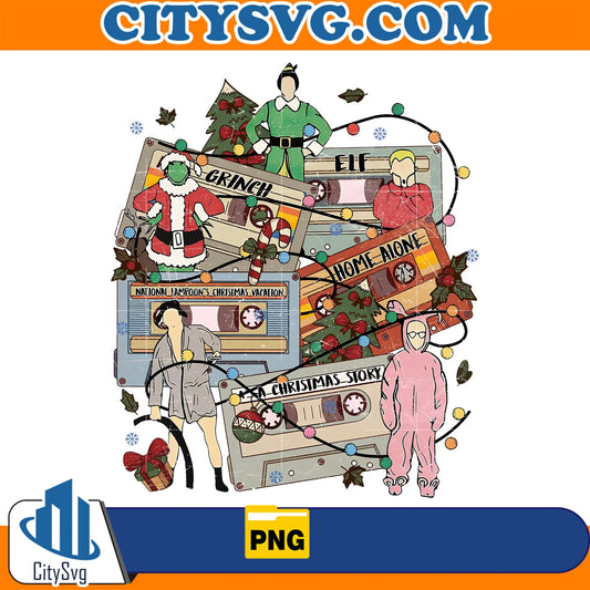 RetroChristmasMovieCassetteCharactersPng