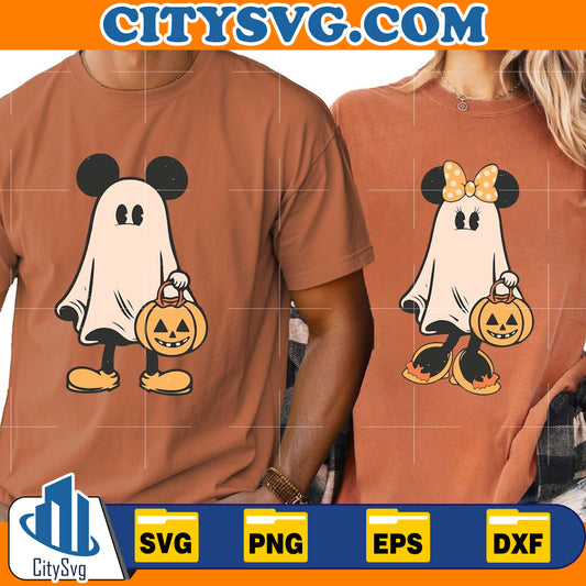 Retro Mickey Minnie Halloween Couple Svg