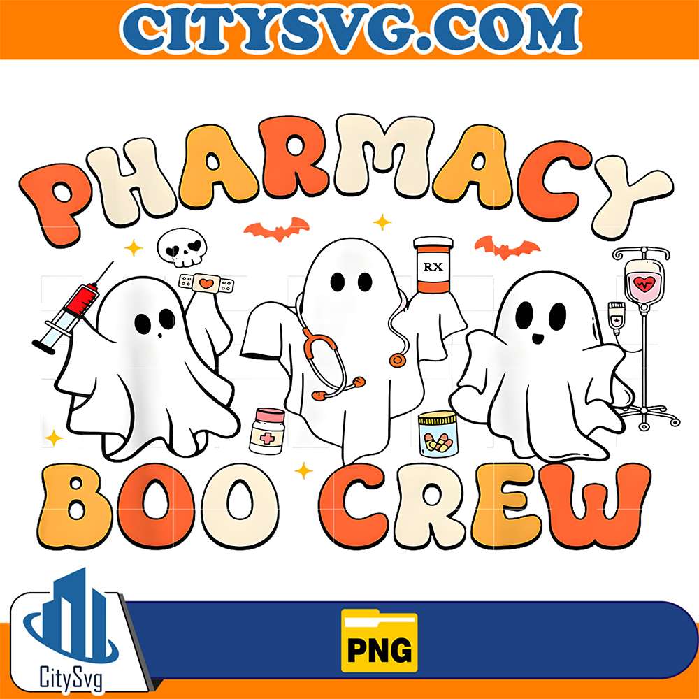 Retro Pharmacy Boo Crew Png, Ghost Pharmacist Tech Halloween Png CitySvg