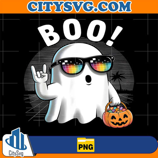 Rock-Ghost-Retro-Halloween-Pumpkin-Funny-Boo-Png