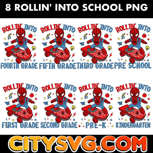 Rollin' Into School Png Bundle, Digital Download