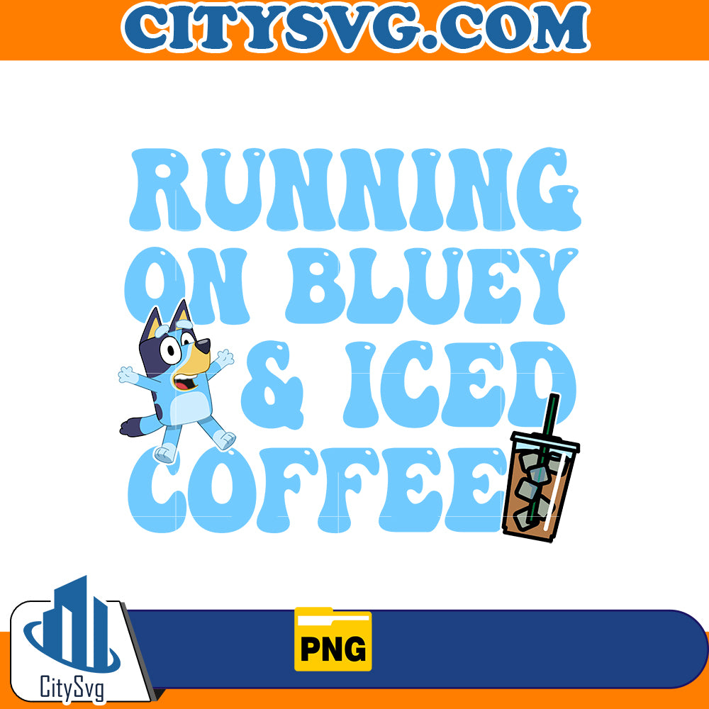 Running on Bluey and iced Coffee Png