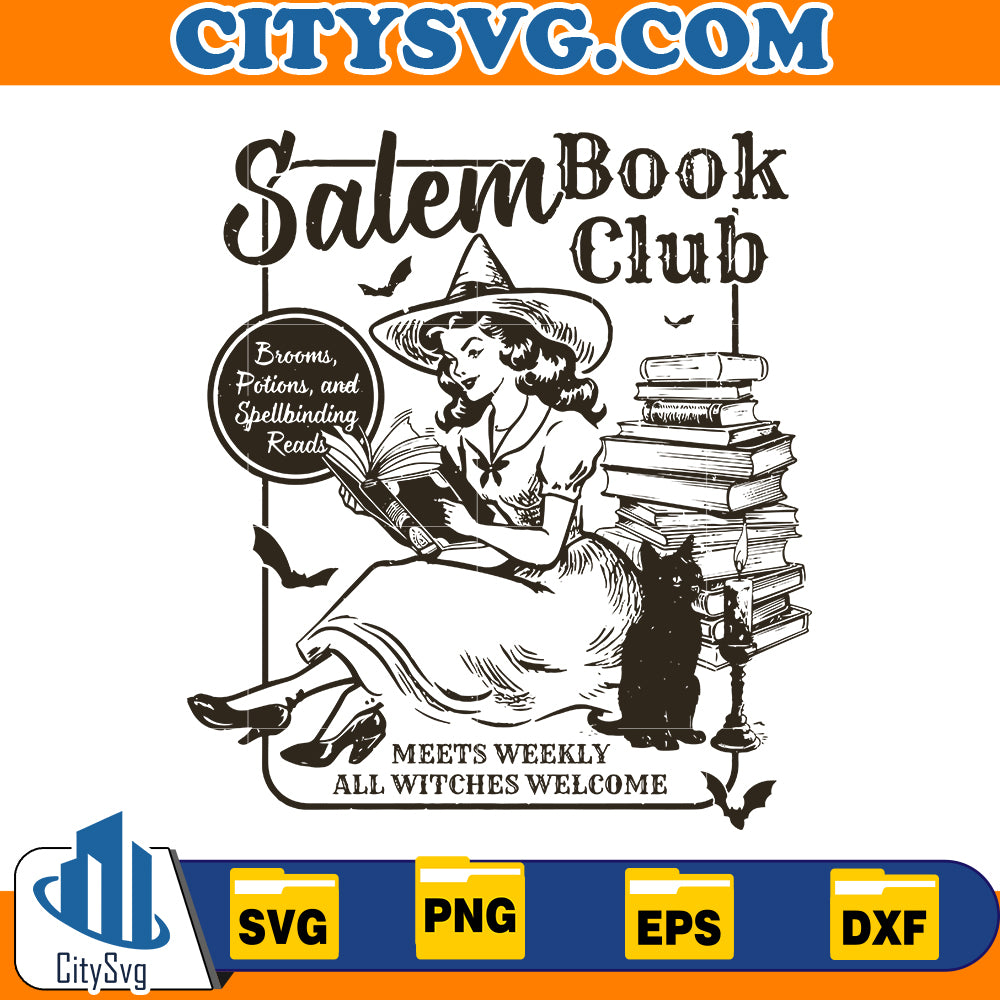 Witch Salem Book Club Svg