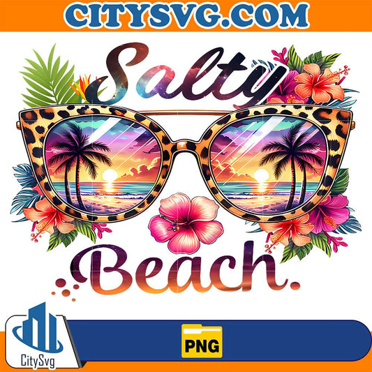 Salty-Beach-Tropical-Flowers-Leopard-Sunglasses-Summer-Party-Png