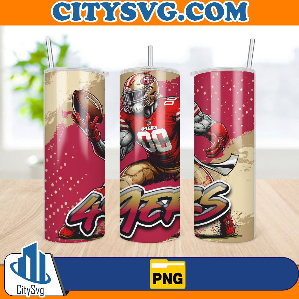 SanFrancisco49ersTumblerWrap20ozSkinnySublimationPng