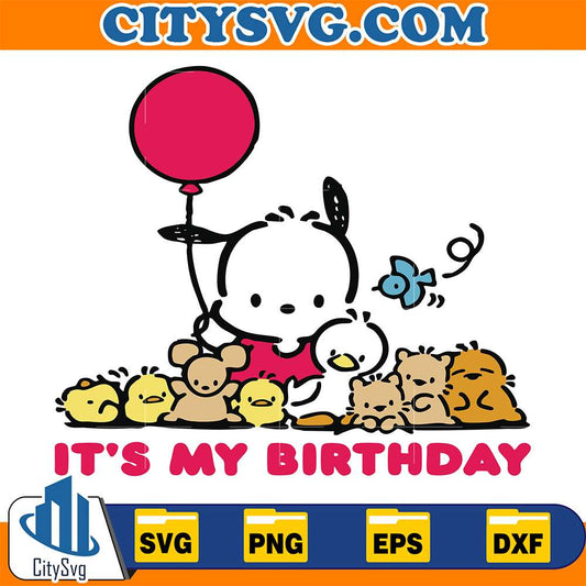 Sanrio-Pochacco-It-s-My-Birthday-Svg