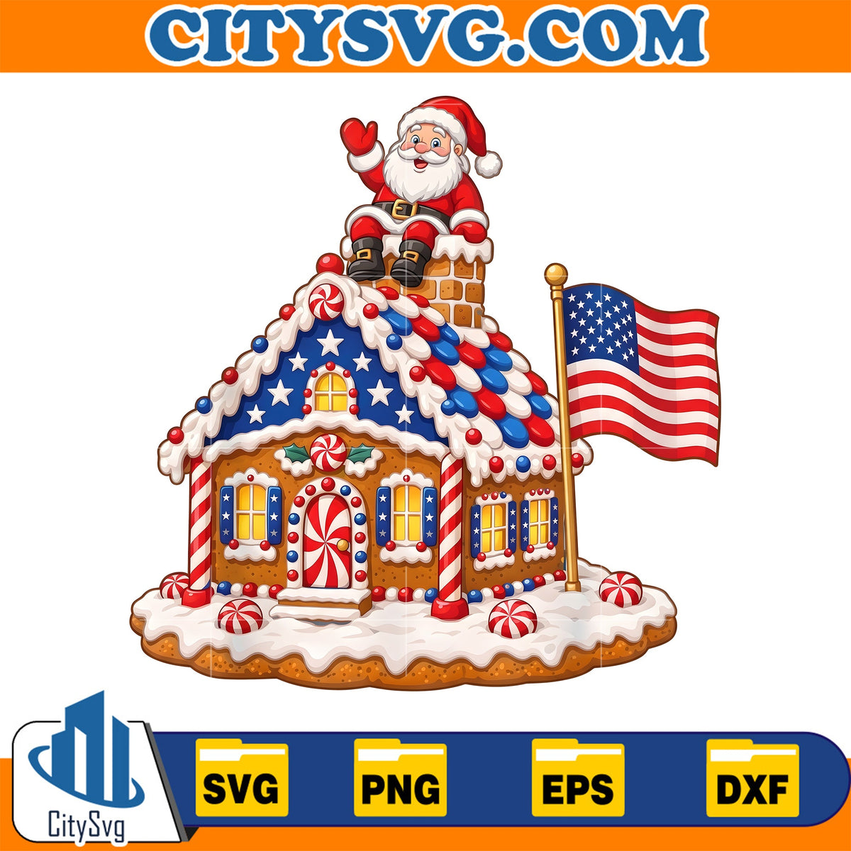 Santa-American-Christmas-Gingerbread-House-Svg