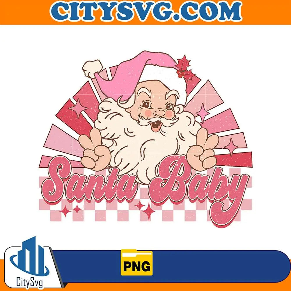 SantaBabyPinkChristmasPng