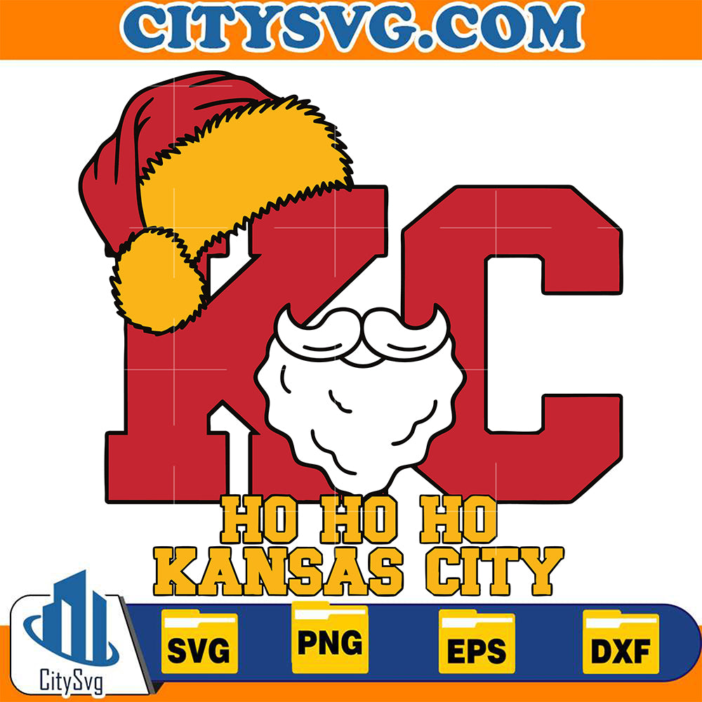 SantaFootballKCHoHoHoKansasCitySvg