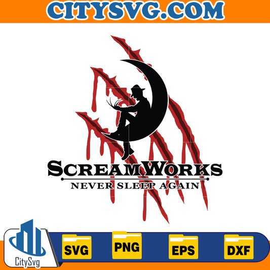 Screamworks Never sleep again Svg design Horror movie Svg