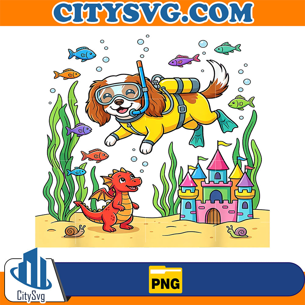 Scuba-Dog-Dragon-Aquarium-Fun-Png