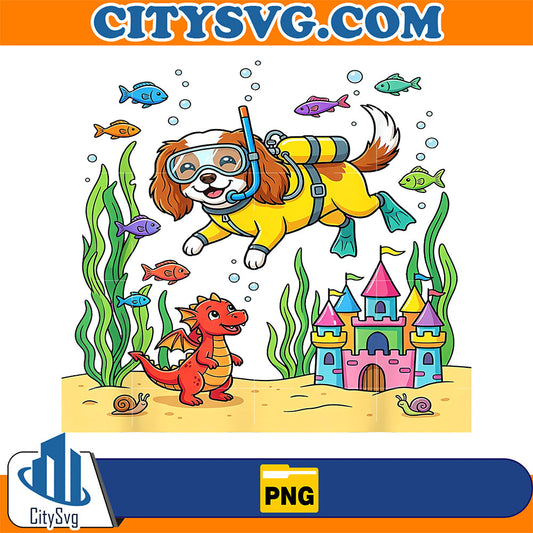 Scuba-Dog-Dragon-Aquarium-Fun-Png