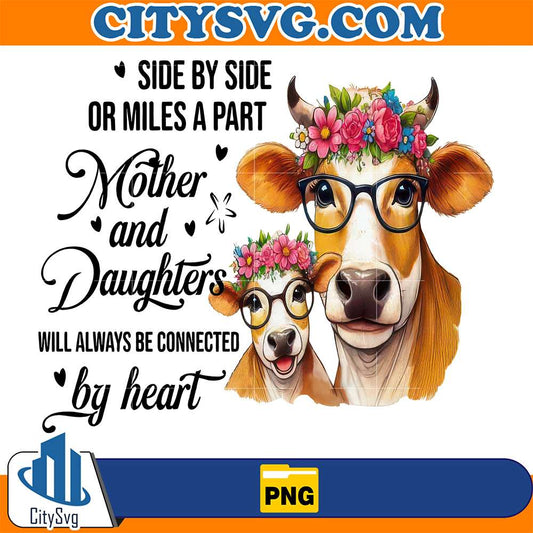 Side-By-Side-Or-Miles-A-Part-Mother-And-Daughters-Will-Always-Be-Connected-By-Heart-Png