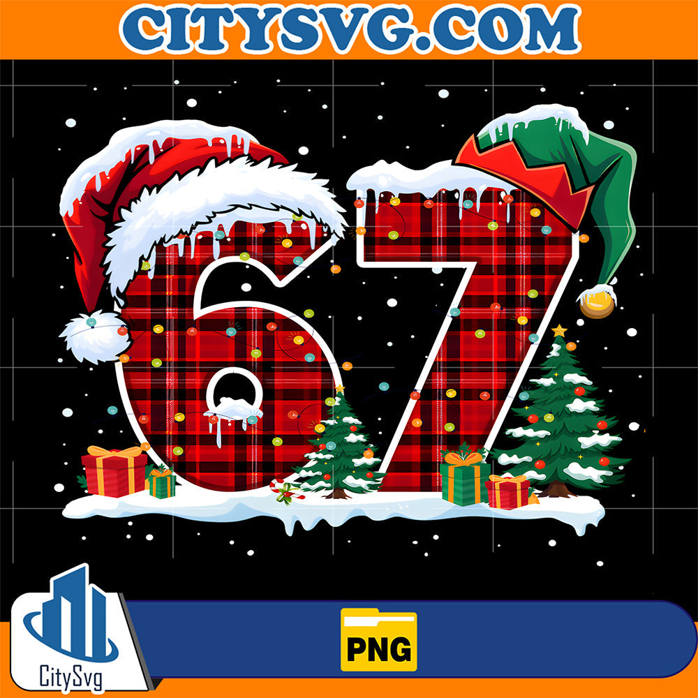 Six Seven 6 7 Meme 67 Christmas Red Plaid Xmas Pajamas Png CitySvg