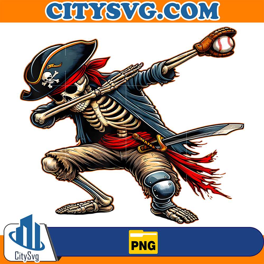 Skeleton-Dabbing-Skeleton-Pirate-Baseball-Png