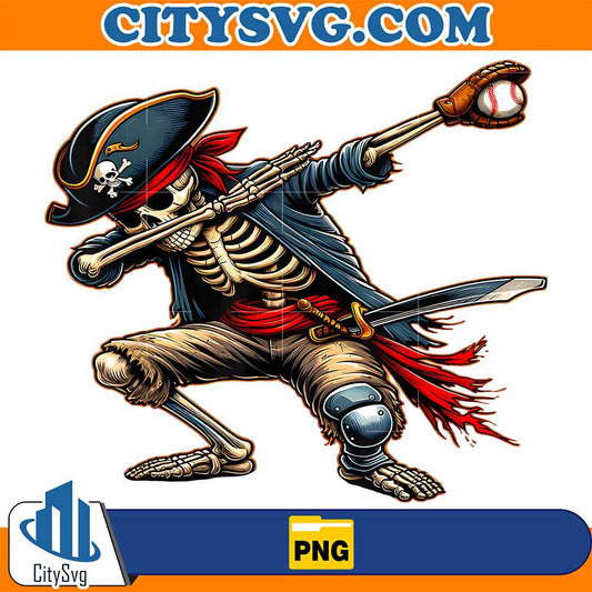 Skeleton-Dabbing-Skeleton-Pirate-Baseball-Png