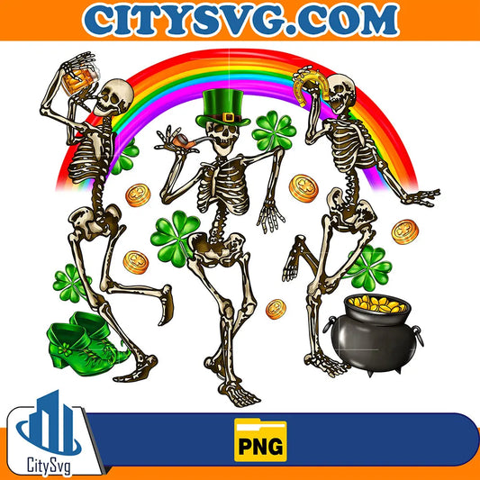 SkeletonDancingStPatricksDaySublimationPng