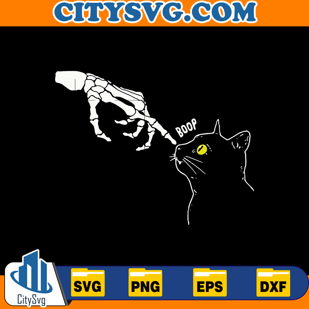 Skeleton Hand Black Cat Svg, Black Cat Halloween Svg