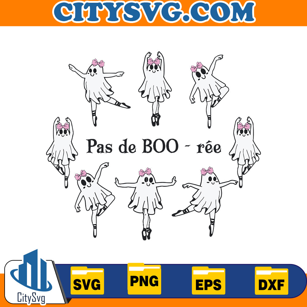 Skeleton Pas de Boo-ree Bow Svg