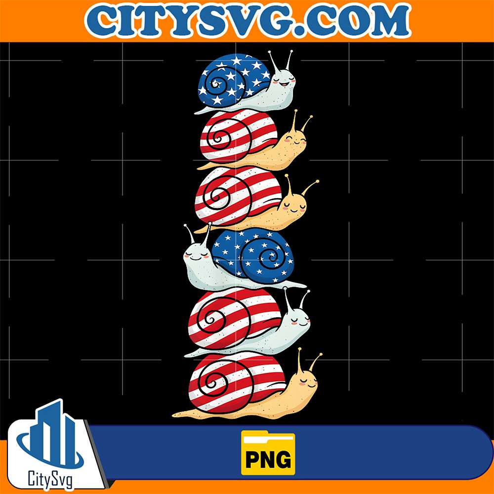 Snail-American-USA-Flag-Memorial-Day-4th-Of-July-Png