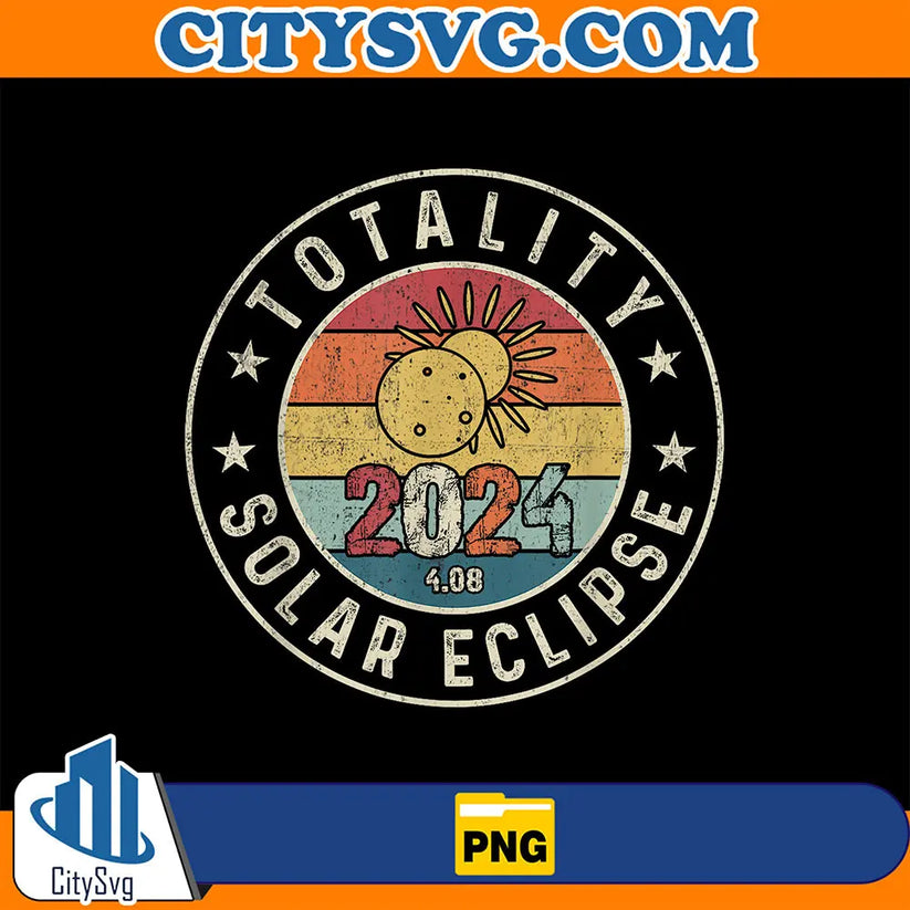 Solar Eclipse 2024 Png, Retro Style Path of Totality 2024Png, April 8 ...