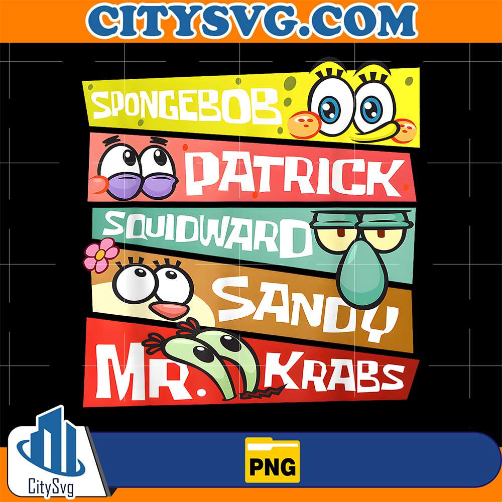 SpongeBob-Patrick-Squidward-Sandy-Mr-Krabs-SpongeBob-Fans-Png