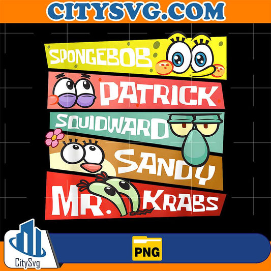 SpongeBob-Patrick-Squidward-Sandy-Mr-Krabs-SpongeBob-Fans-Png