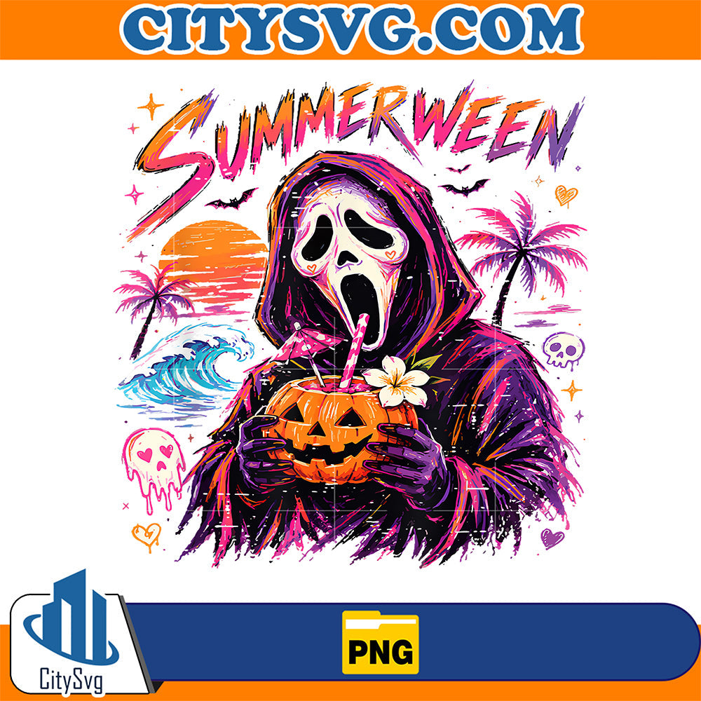 Spooky-Ghost-Beach-Summer-Vacation-Summerween-Png