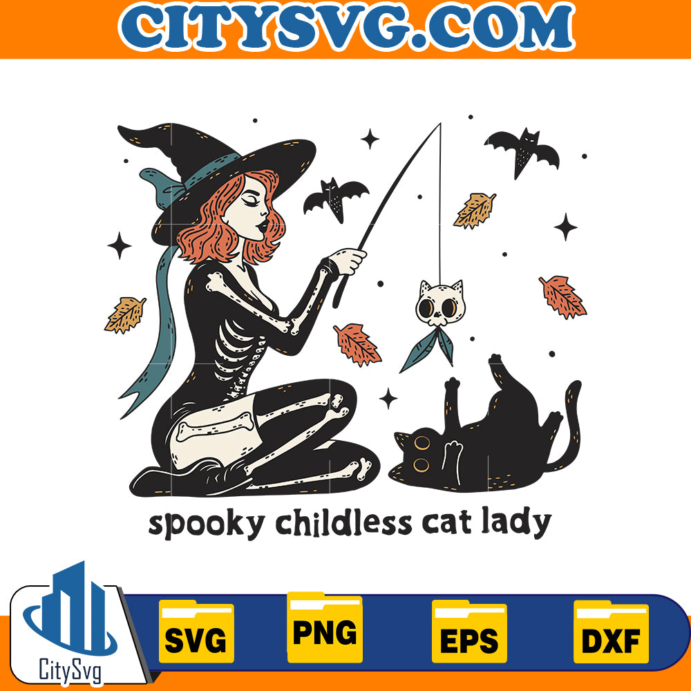 Spooky Childless Cat Lady Svg