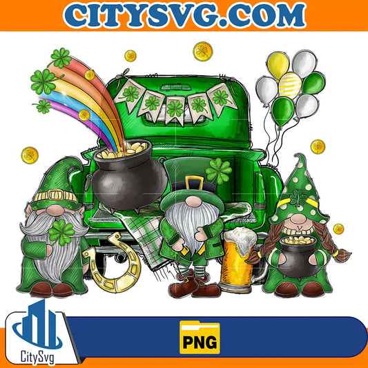 St.PatricksDayTruckGnomeSublimationPng