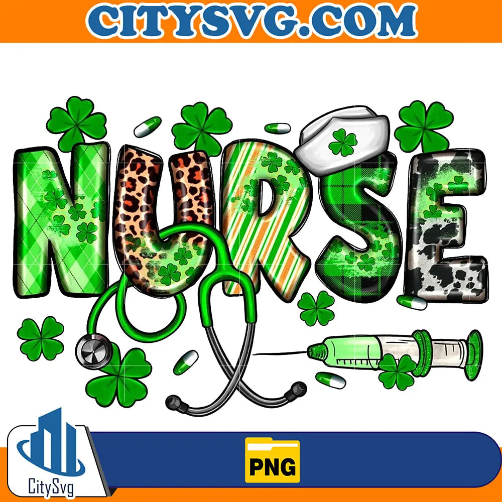 StPatrickLuckyNurseNurseStethoscopeSublimationPng