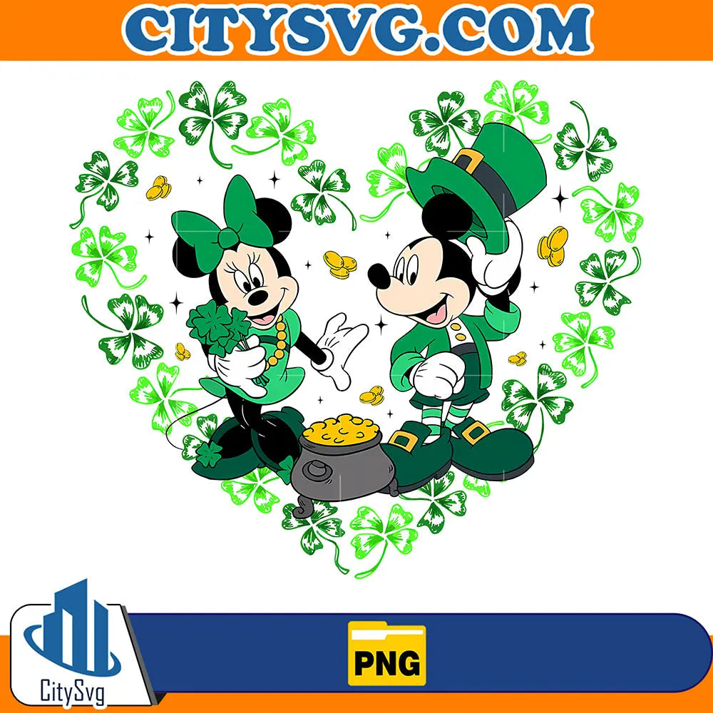 StPatricksDayDisneyMinnieMickeyLuckyHeartPng