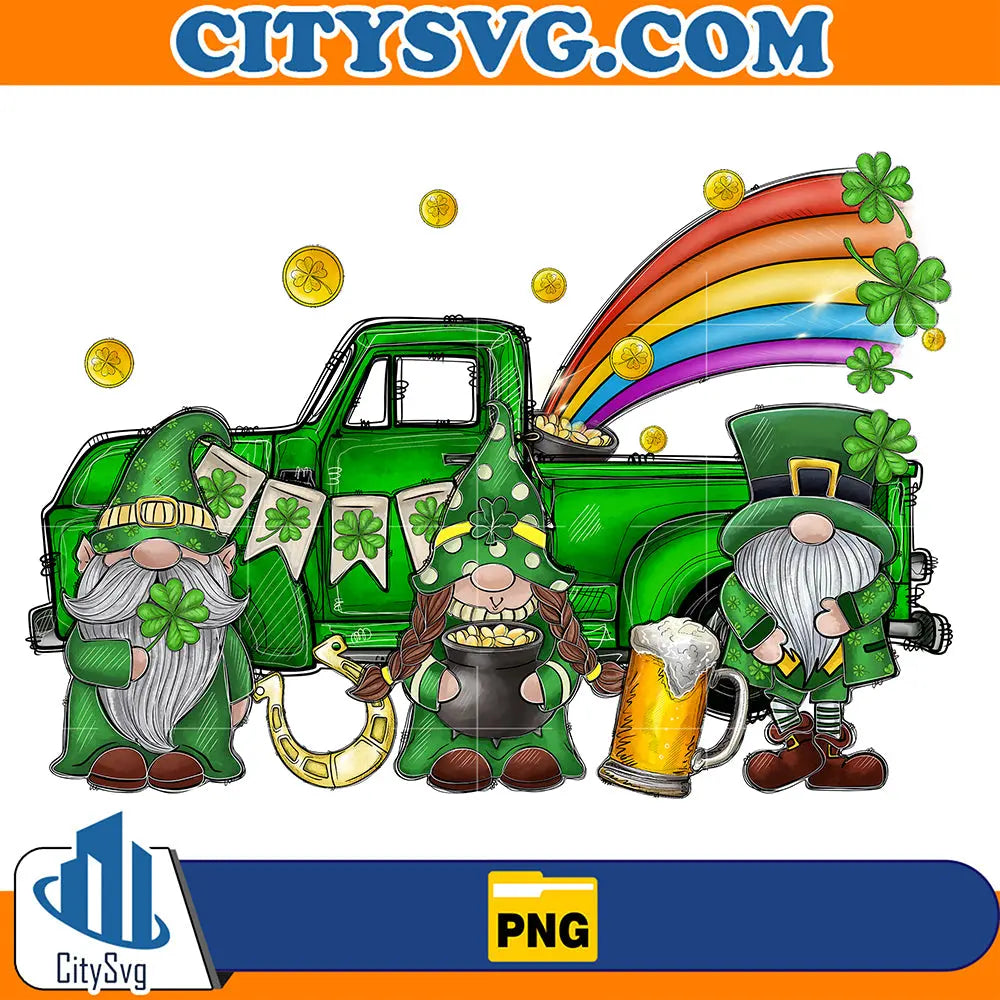 StPatricksDayGnomeTruckSublimationPng