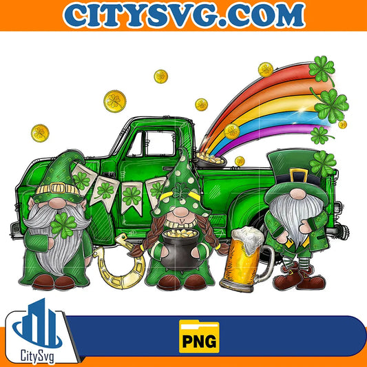 StPatricksDayGnomeTruckSublimationPng