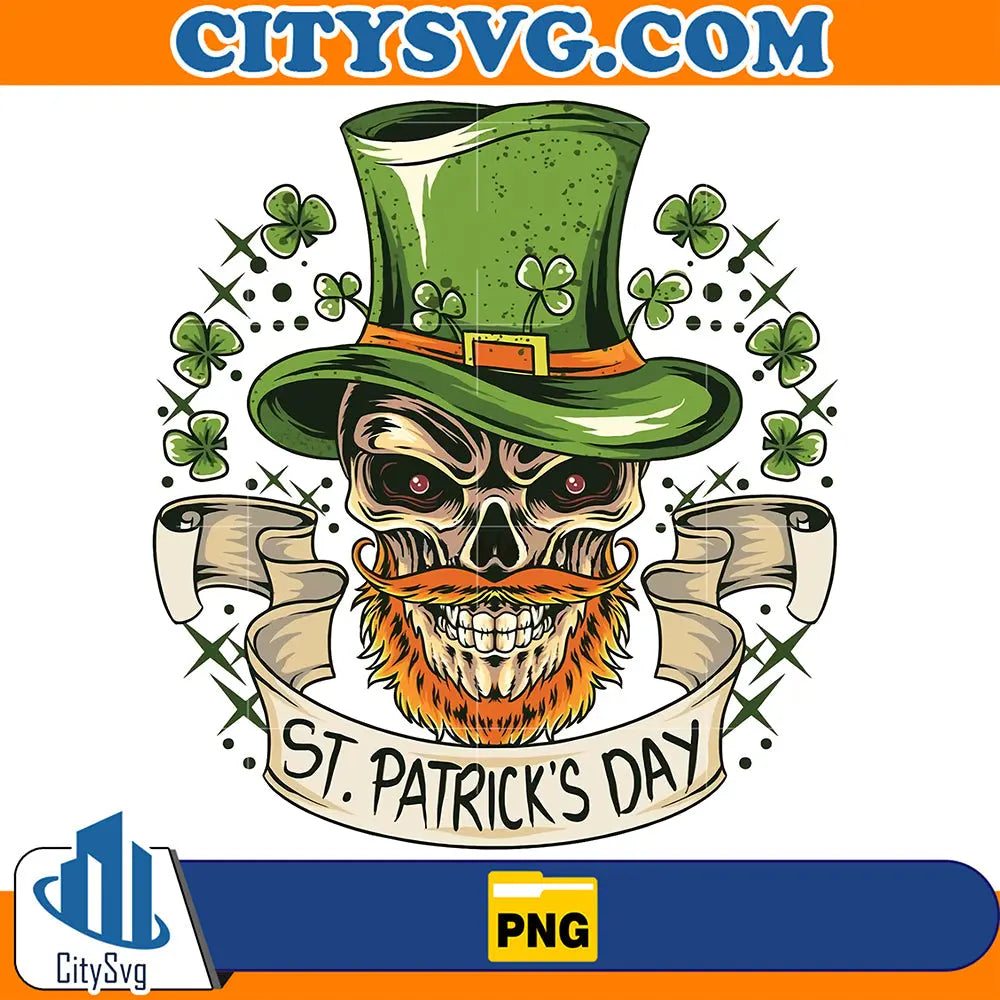 StPatricksDayIrishSkullSublimationPng