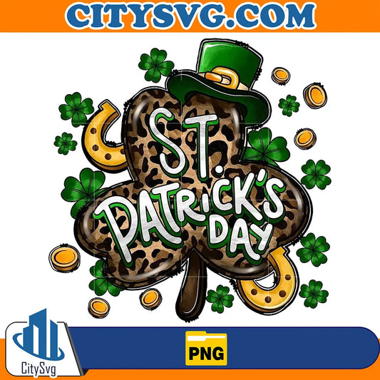 StPatricksDayLeopardShamrockSublimationDesignsPng