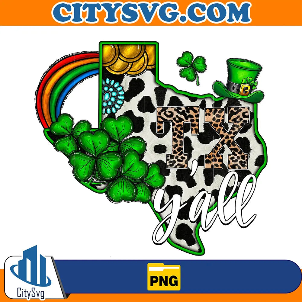 StPatricksDayTexasTexasShamrockSublimationPng