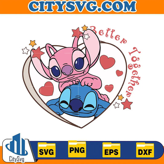 StitchAndAngelBetterTogetherHeartValentineSvg