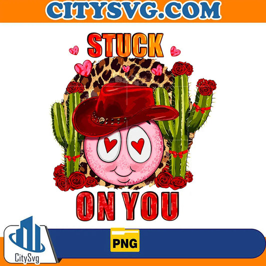 StuckOnYouLeopardSmileyFaceCowboyWesternValentinePng