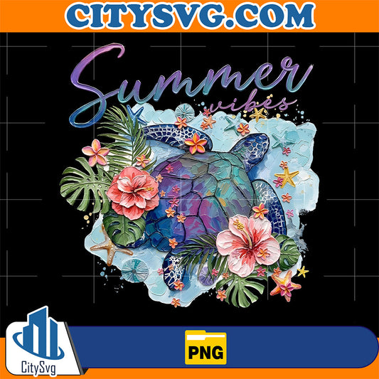 Summer-Vibe-Turtle-Flower-Png