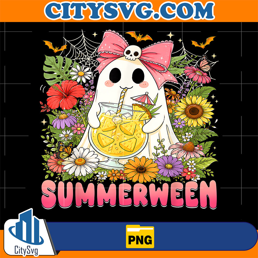 Summerween-Ghost-Halloween-Summer-Floral-Girls-Png-1