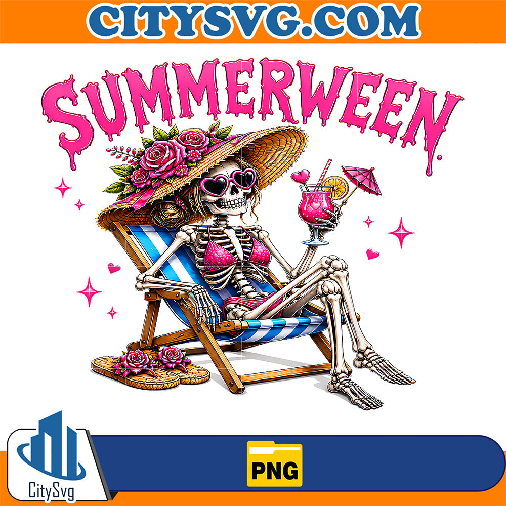Summerween-Summer-Halloween-Spooky-Skeleton-Girl-Png