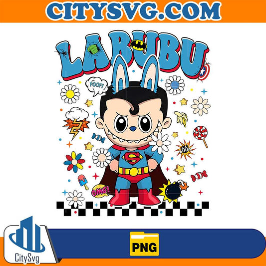 Superhero-Labubu-Superman-Costume-Png
