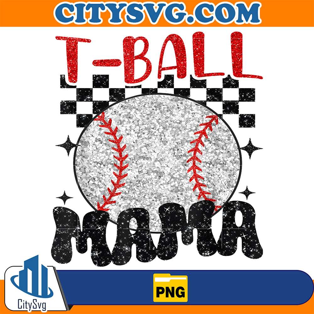 T-Ball-Mama-Softball-Mom-Checkered-Png