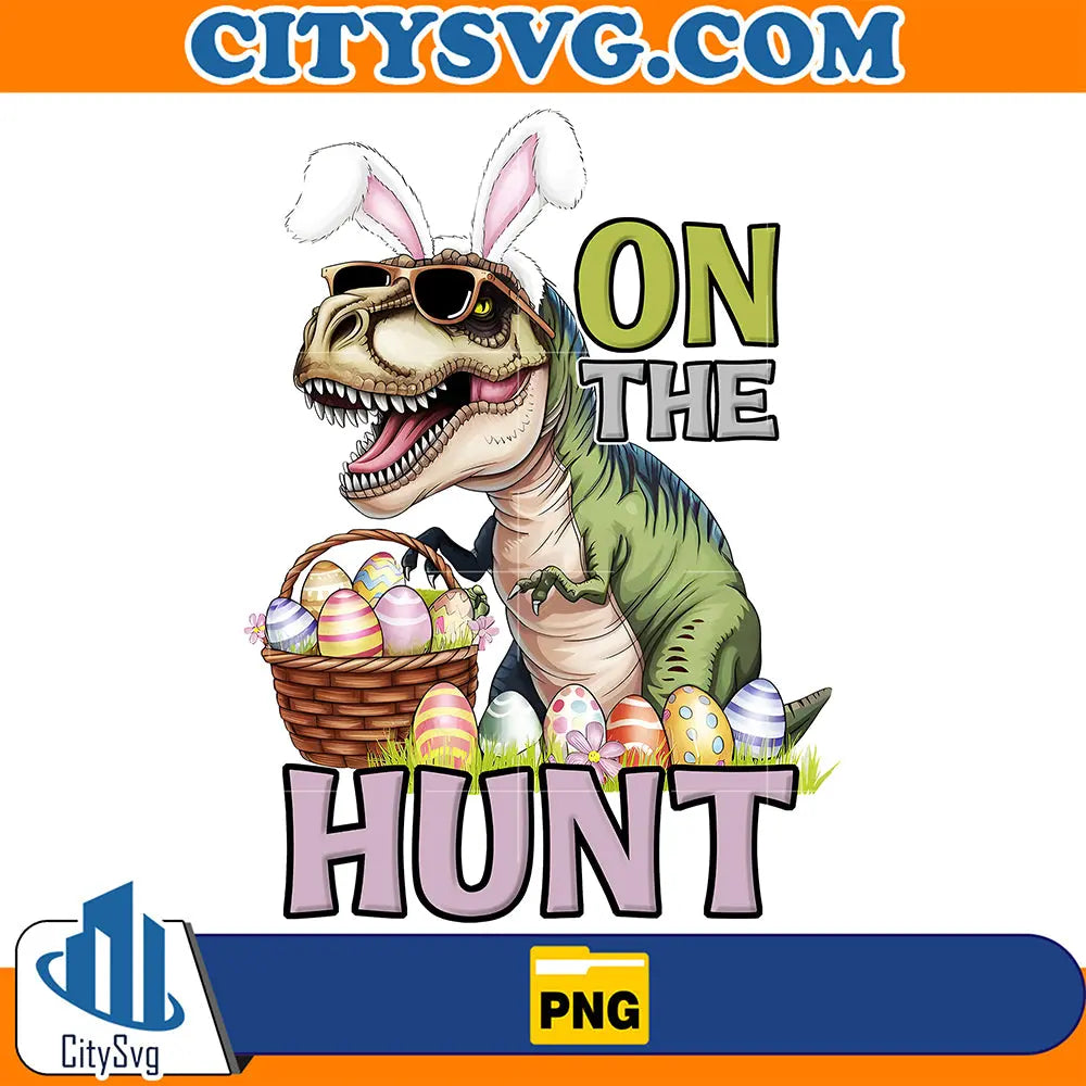 TRexOnTheHuntEasterPng