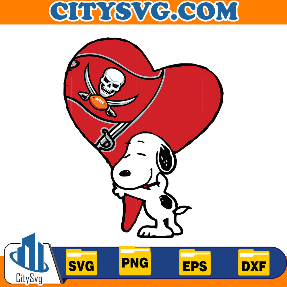 Snoopy hugs heart Tampa Bay Buccaneers Svg