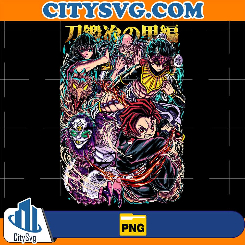 Tanjiro-And-Upper-Moons-Neon-Poster-Demon-Slayer-Png