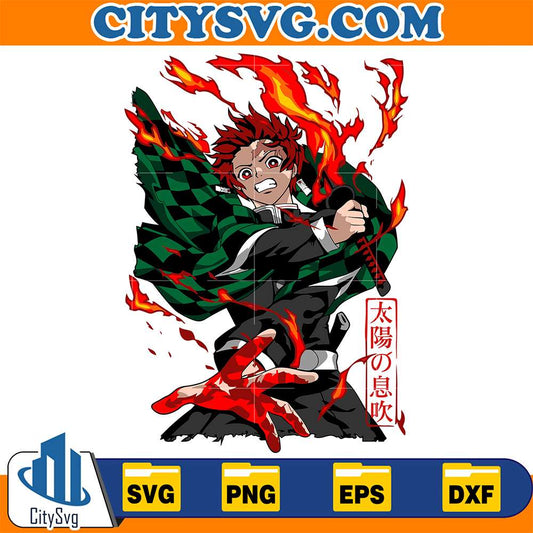 Tanjiro Kamado Fire Sword Demon Slayer Svg CitySvg